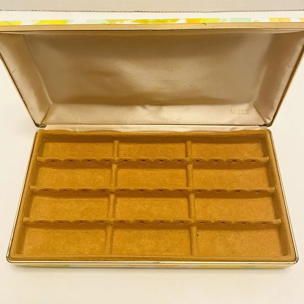 Mele Clamshell Jewelry Box Floral Bright Colorful Hard Travel Case Vintage